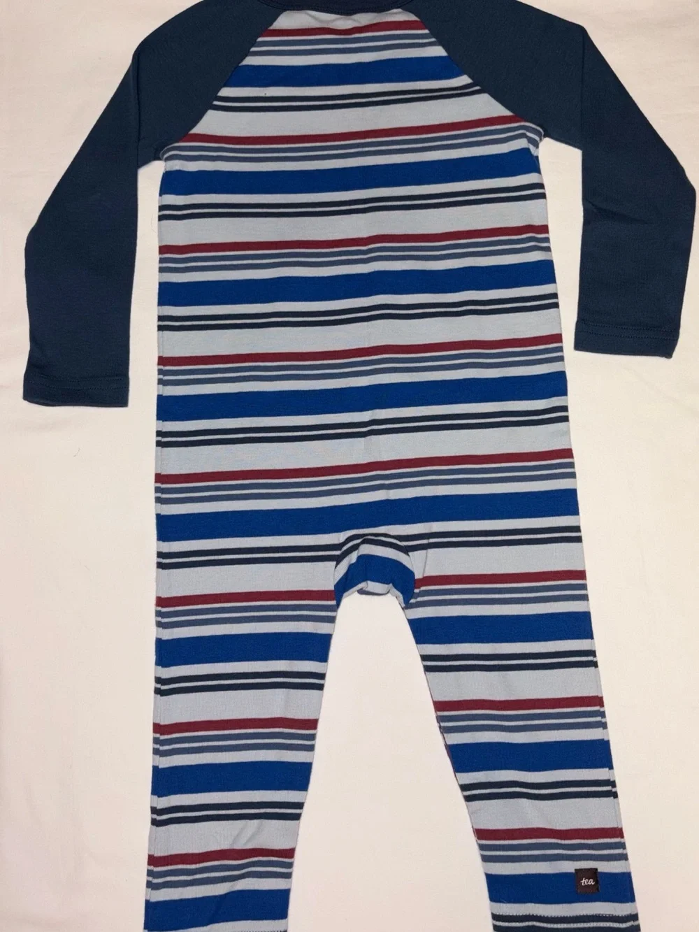 Tea collection blue/gray romper with front pocket sz 18-24 months NWOT